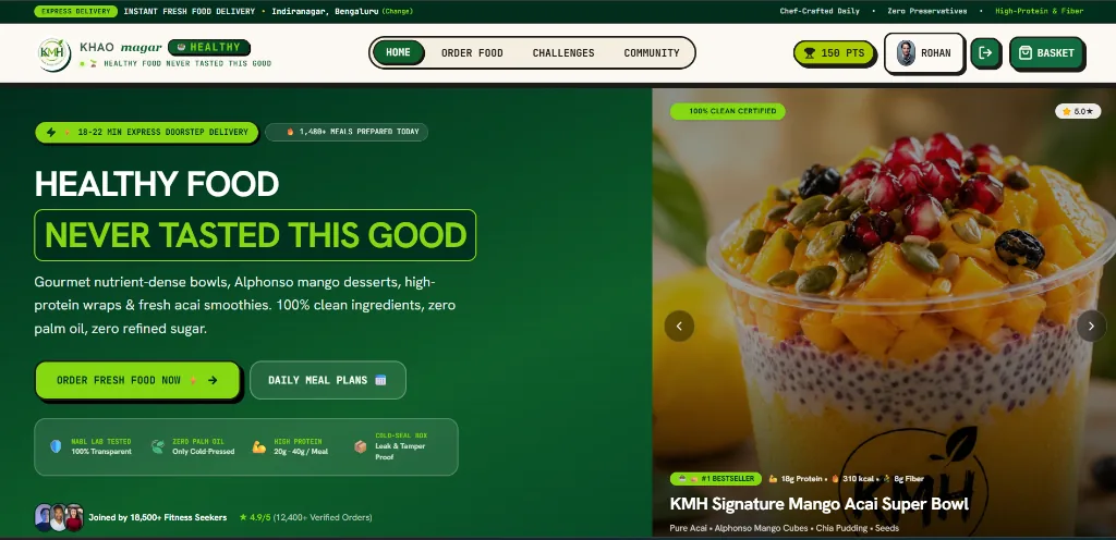 KHAO MAGAR HEALTHY — Modern Clean Food & Subscription Platform (D2C FoodTech & E-Commerce)